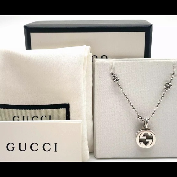 Auth GUCCI Interlocking GG Flower Ball Chain 925 Silver  Necklace W/Box - Picture 1 of 10